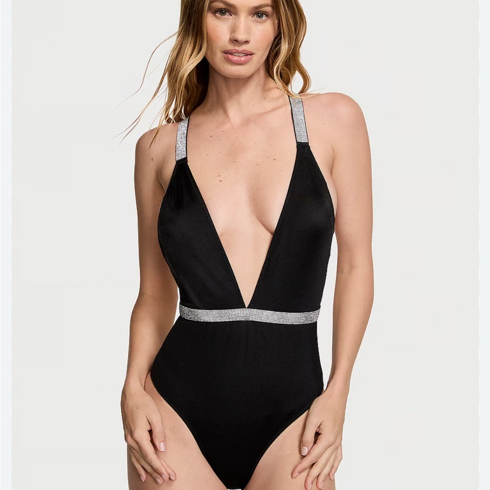 NWT * Victorias Secret One-Piece Swimsuit Shine Plunge black women xl